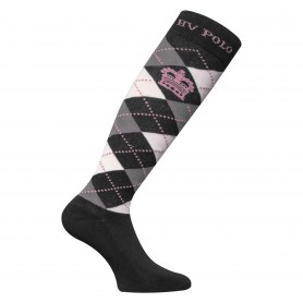 HVP OLO Socken Argyle - Black-Silvergreymelange-Rose